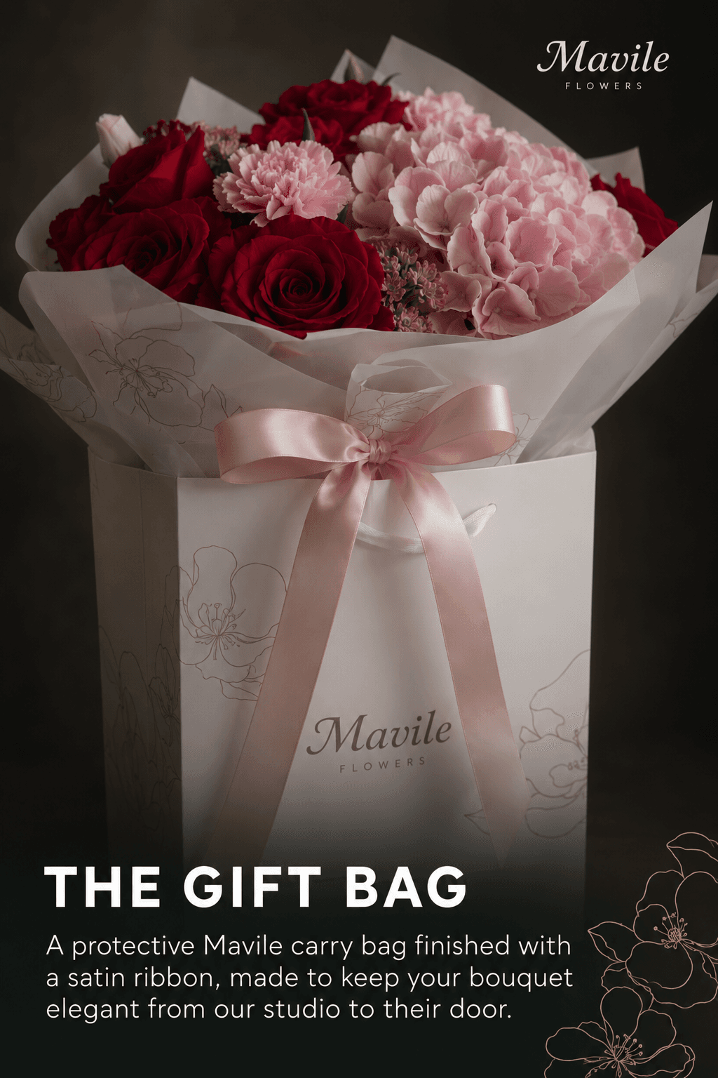 Mavile bouquet in a protective gift bag