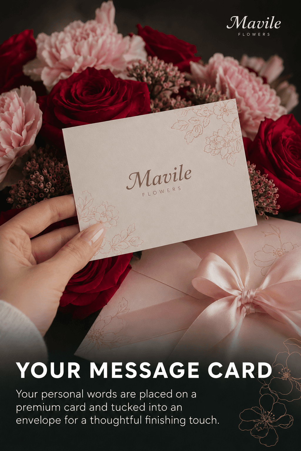 Mavile message card with bouquet
