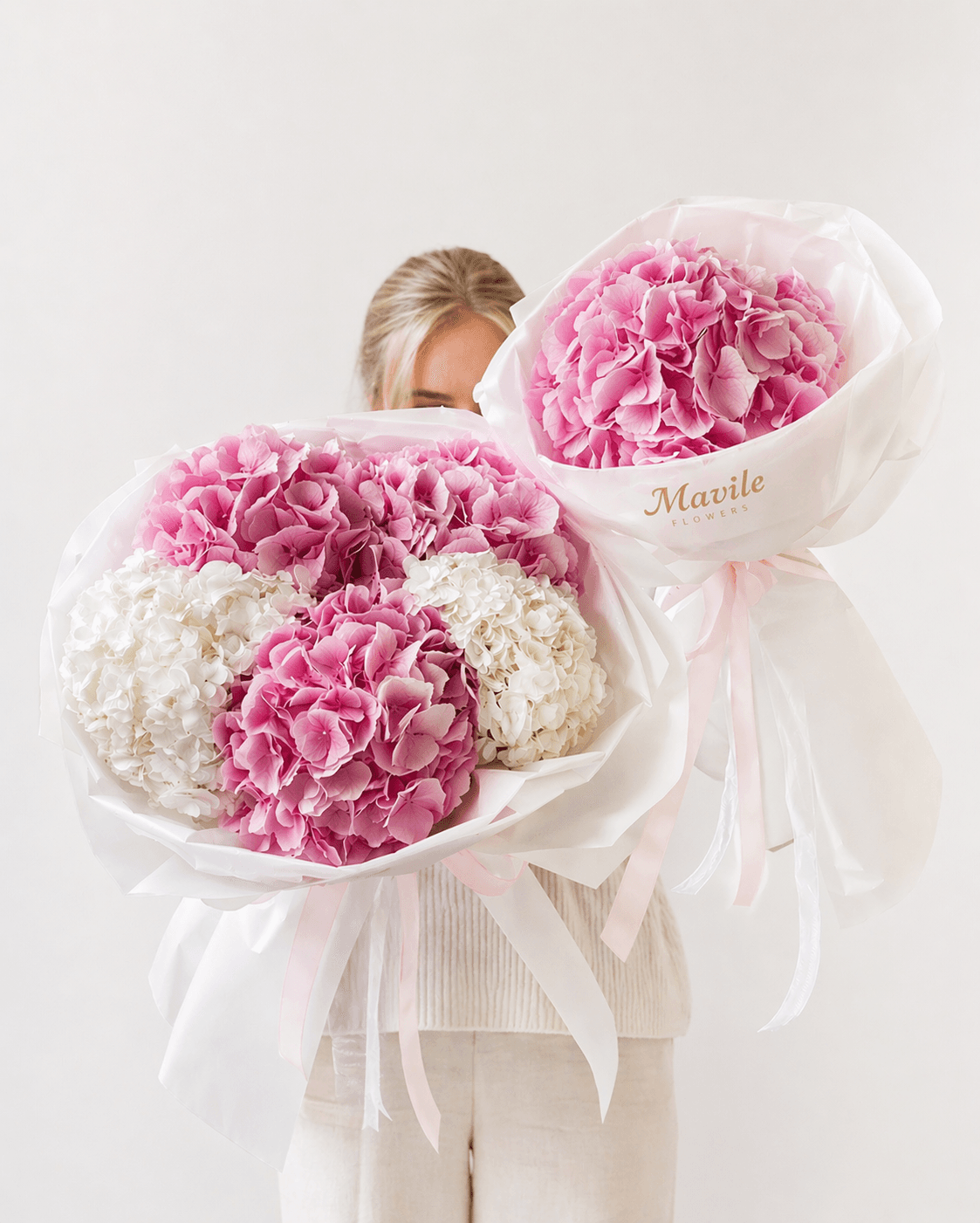 Pink hydrangea bouquets